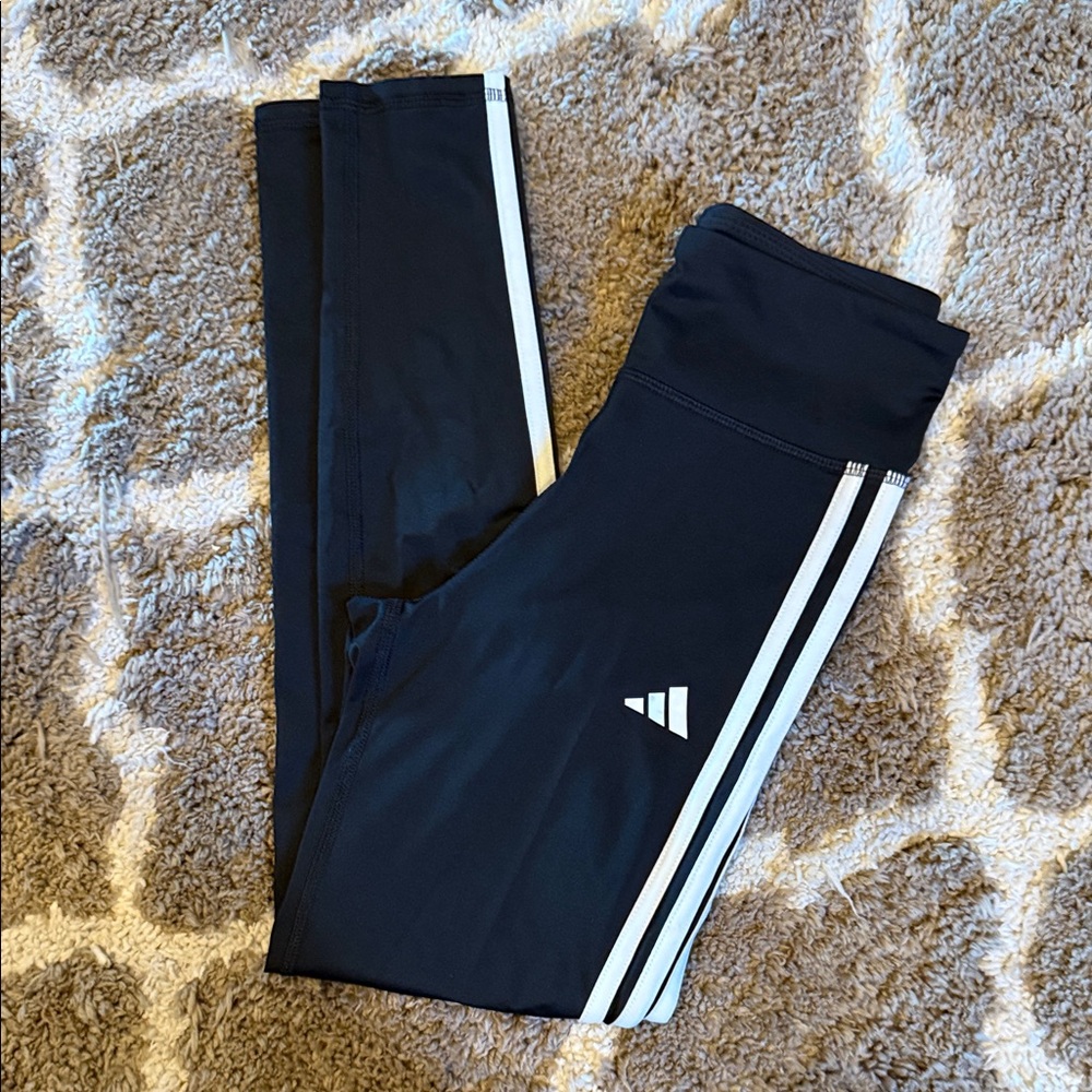 Adidas Kids black Leggings with White Stripes